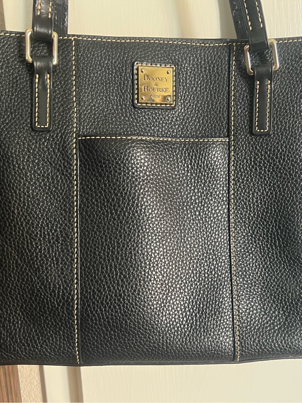 Dooney & Bourke Lexington Black Pebbled Leather Shoulder Tote.